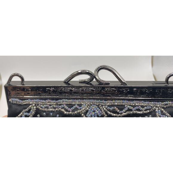 Beaded Shoulder Bag Lord & Taylor Black Evening Prom Party Fun Hippie - Picture 5 of 10